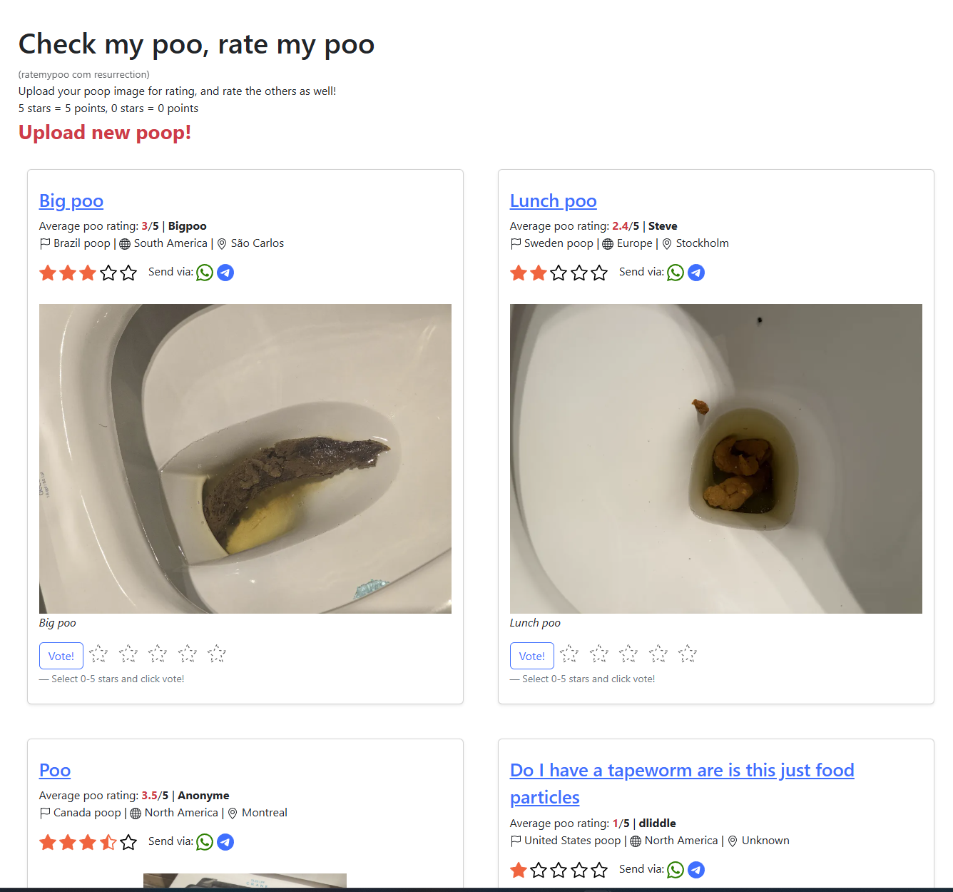 Check My Poo website showing chart of stool types