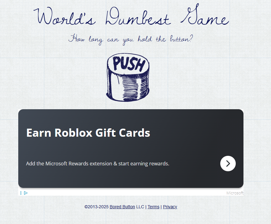 The World’s Dumbest Game website with simple click-to-play screen