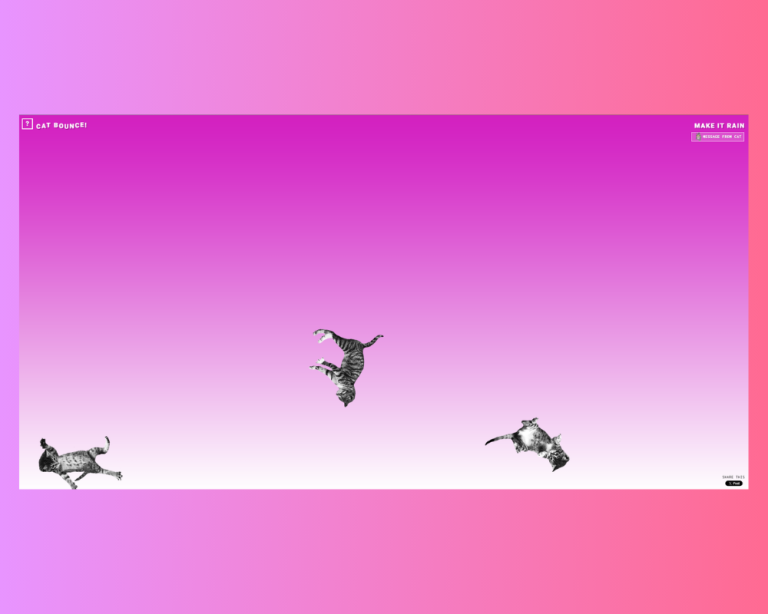 Cartoon cats bouncing around the Cat Bounce website