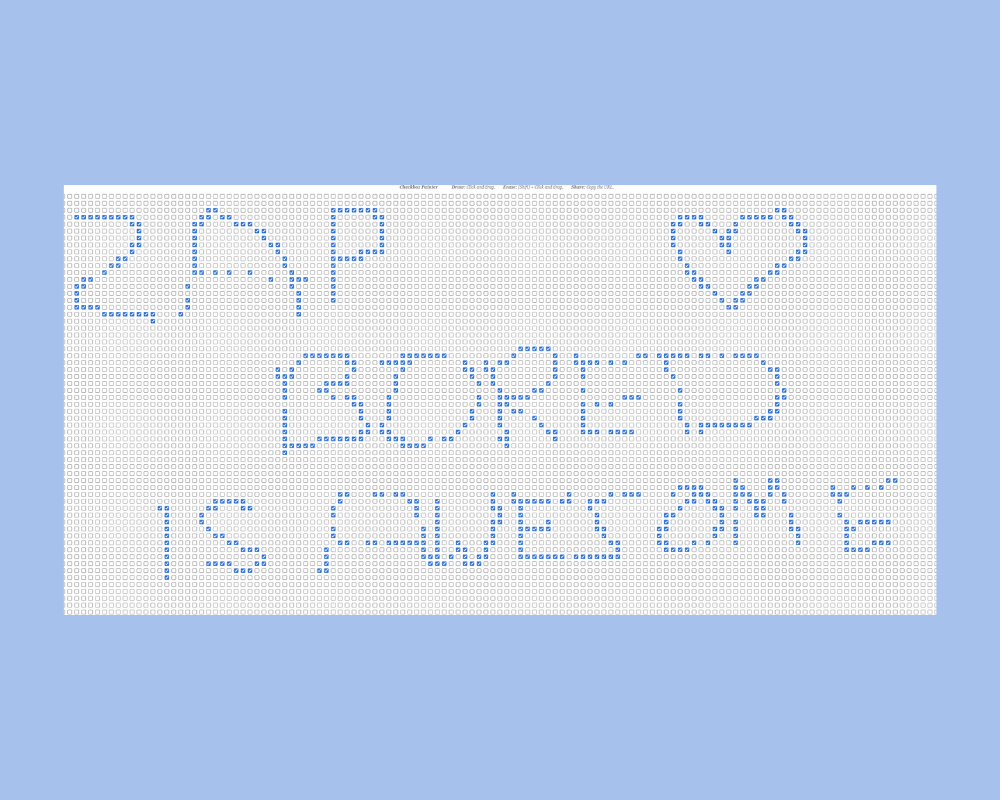 Checkbox Painter website showing pixel-style artwork made of checkboxes