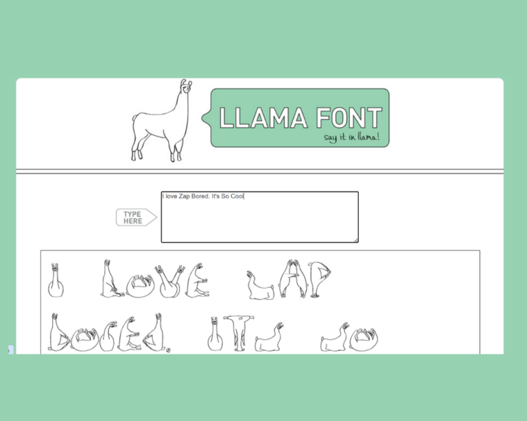 Text written in llama-shaped letters from Llama Font website
