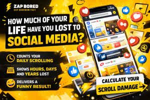 Time Wasted on Social Media Calculator estimating how much life is spent scrolling based on age and daily screen time.
