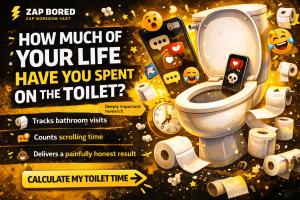 Toilet Time Calculator showing how much time someone spends on the toilet during their lifetime.
