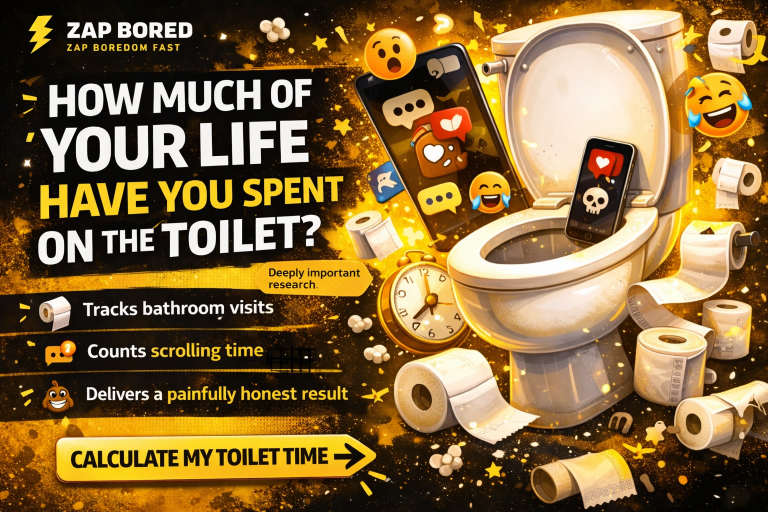 Toilet Time Calculator showing how much time someone spends on the toilet during their lifetime.